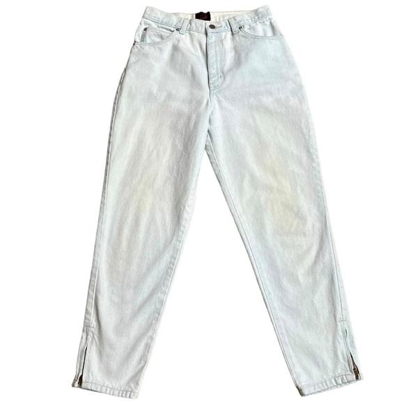 Vintage 80s Sasson White High Waist Tapered Jeans Ankle Zip Fits Modern 28 - Picture 1 of 12
